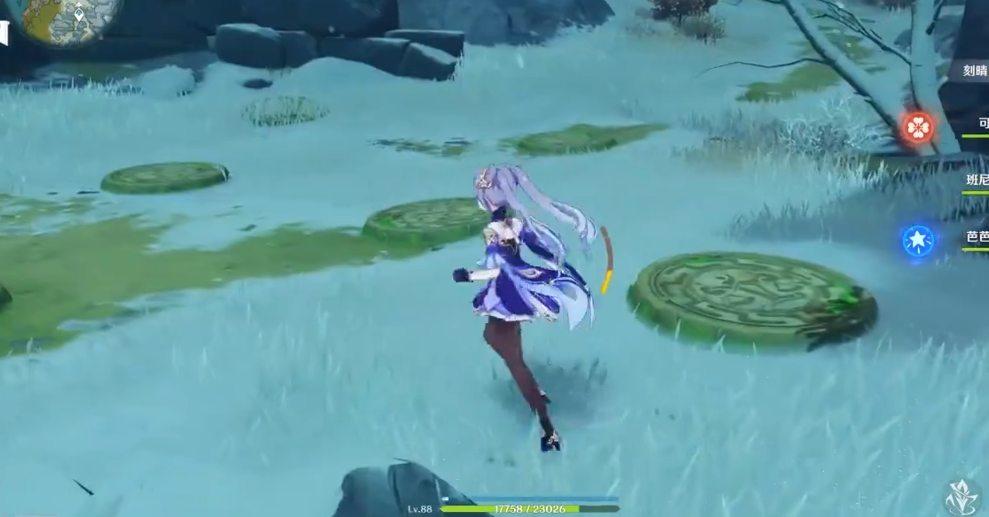 原神寻找食材的雪山机关怎么踩