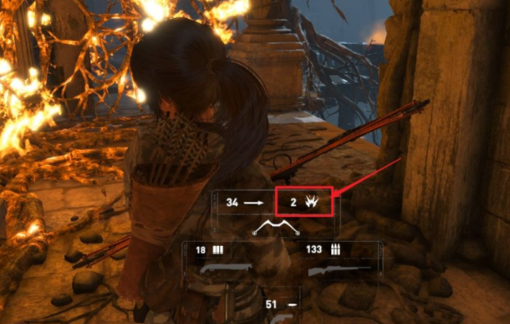 古墓丽影怎么射火焰箭